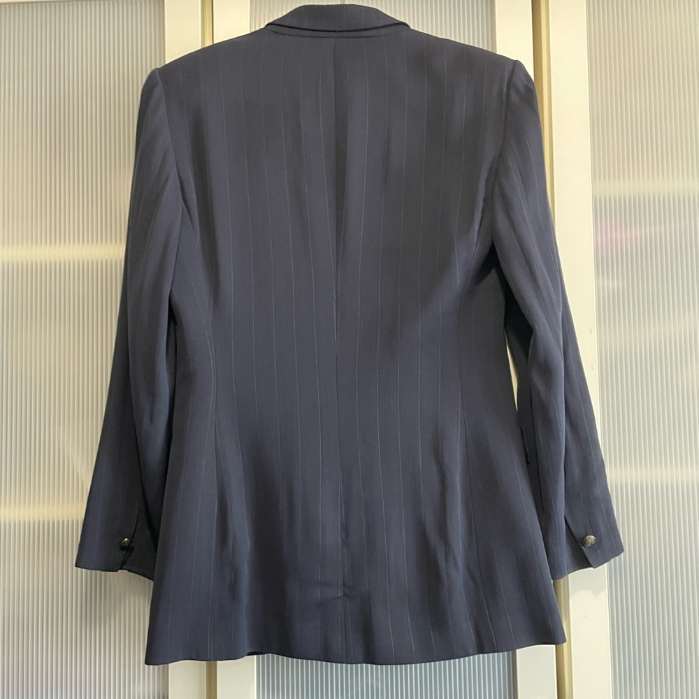Giorgio Armani Italian Made Strips Navy Pinstripe Women's Blazer Size 4 - Picture 5 of 11